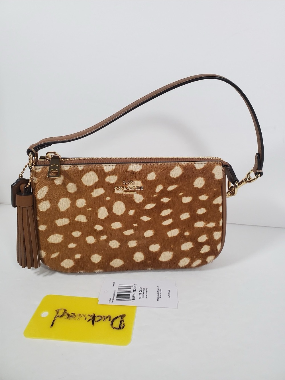 NWT Coach Nolita 19 With Deer Print  Gold/Brown Leather